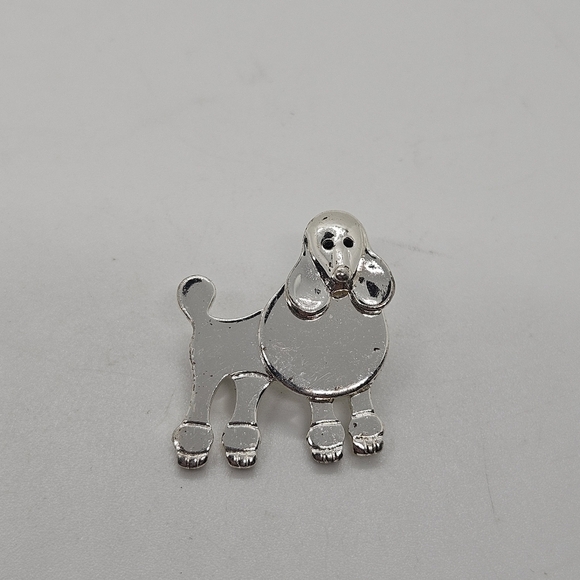 Best silver tone poodle dog pin with pendant loop - Picture 1 of 5